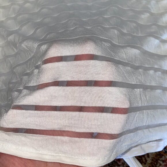 INC Shadow Stripe White Rhinestone Buttons Top w/ Spaghetti Shirt Underneath P/S - Picture 7 of 9